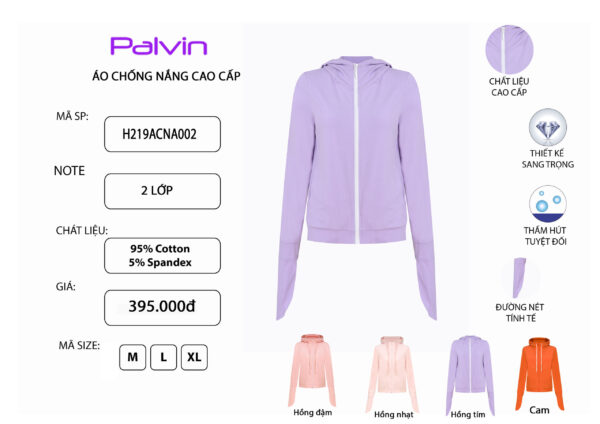 Áo chống nắng cotton 2 lớp Palvin Việt Nam H219ACNA002 - Ảnh 2