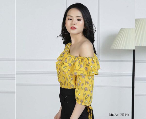 Áo hoa một vai tay lỡ Palvin H0144 (viền bèo nhún)