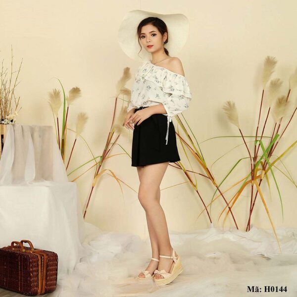 Áo hoa một vai tay lỡ Palvin H0144 (viền bèo nhún) - Ảnh 5