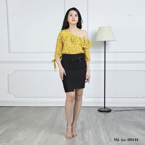 Áo hoa một vai tay lỡ Palvin H0144 (viền bèo nhún) - Ảnh 6