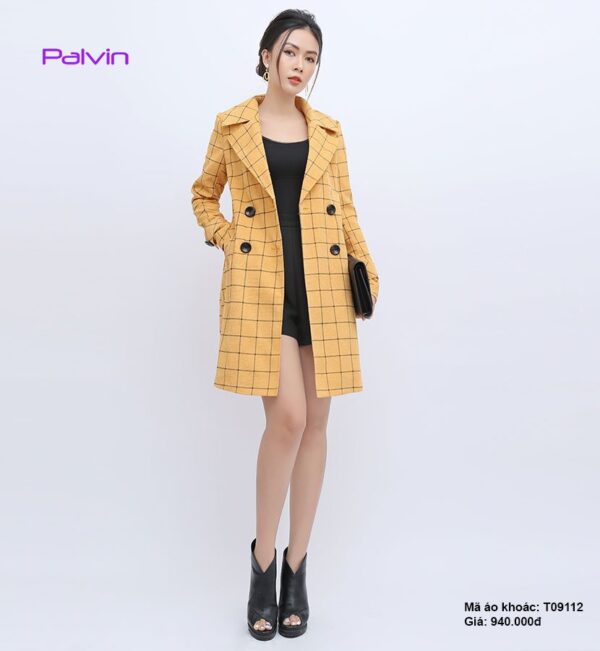 Áo khoác dạ nhung Palvin T09112 (áo dạ kẻ nhiều màu) - Ảnh 2