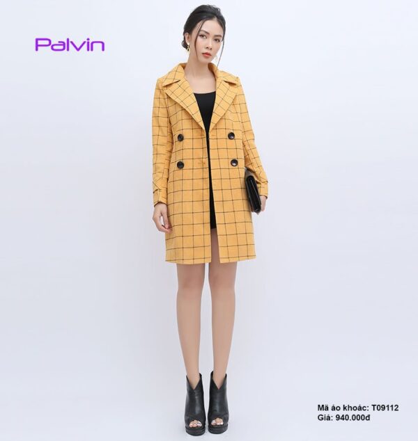Áo khoác dạ nhung Palvin T09112 (áo dạ kẻ nhiều màu) - Ảnh 3
