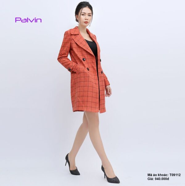 Áo khoác dạ nhung Palvin T09112 (áo dạ kẻ nhiều màu) - Ảnh 4