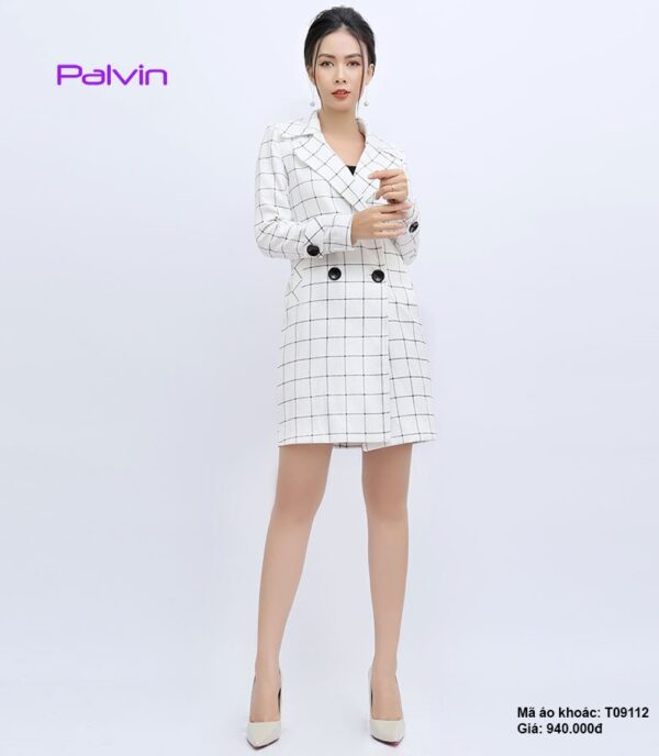 Áo khoác dạ nhung Palvin T09112 (áo dạ kẻ nhiều màu) - Ảnh 7