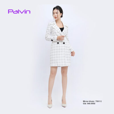 Áo khoác dạ nhung Palvin T09112 (áo dạ kẻ nhiều màu)
