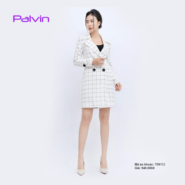 Áo khoác dạ nhung Palvin T09112 (áo dạ kẻ nhiều màu)
