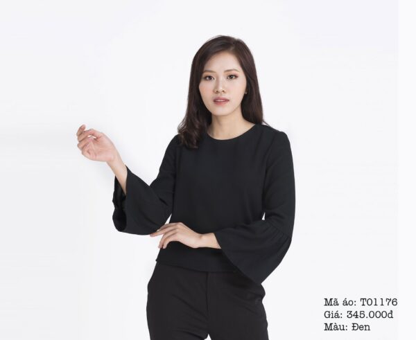 Áo nữ thời trang cổ tròn khóa đồng Palvin T01176 - Ảnh 2