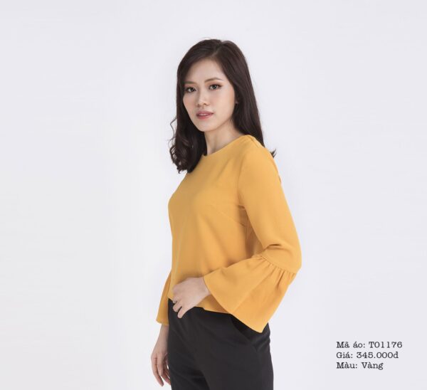 Áo nữ thời trang cổ tròn khóa đồng Palvin T01176 - Ảnh 5