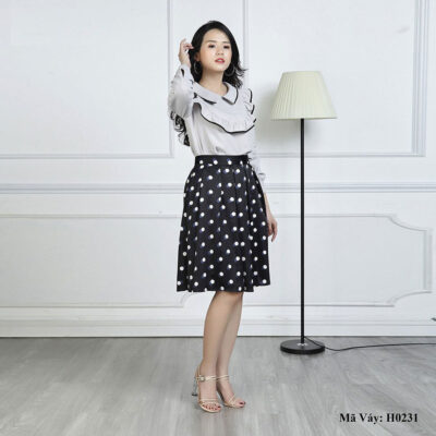 Chân váy xòe chấm bi Palvin H0231
