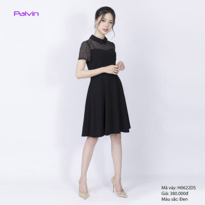 Đầm đen tay ngắn Palvin H0622DS