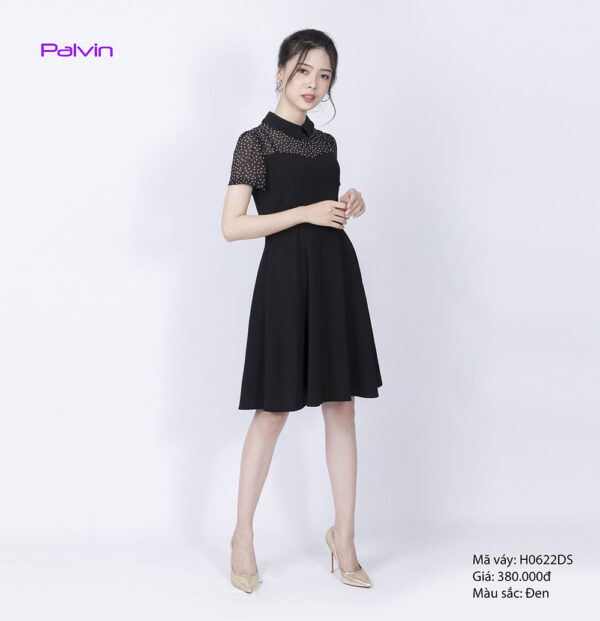 Đầm đen tay ngắn Palvin H0622DS