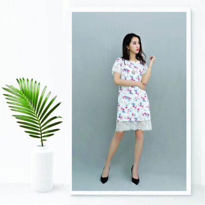 Đầm voan hoa công sở dáng suông Palvin 638