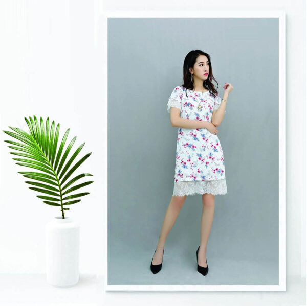 Đầm voan hoa công sở dáng suông Palvin 638