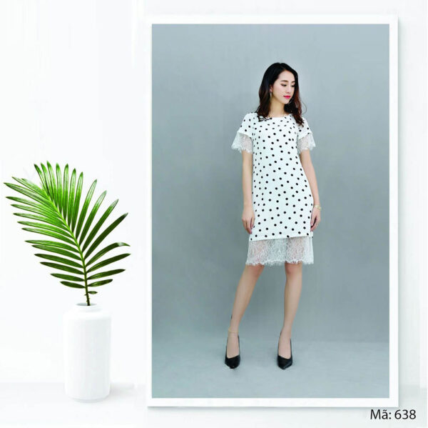Đầm voan hoa công sở dáng suông Palvin 638 - Ảnh 3