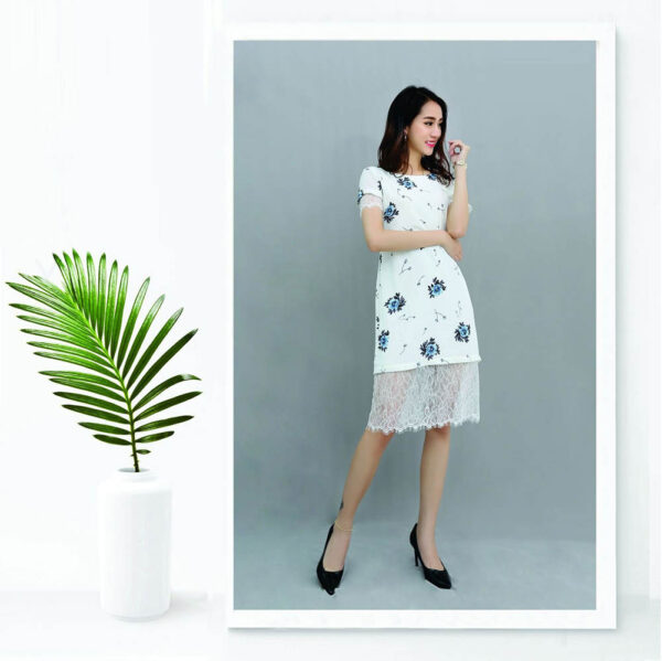 Đầm voan hoa công sở dáng suông Palvin 638 - Ảnh 2