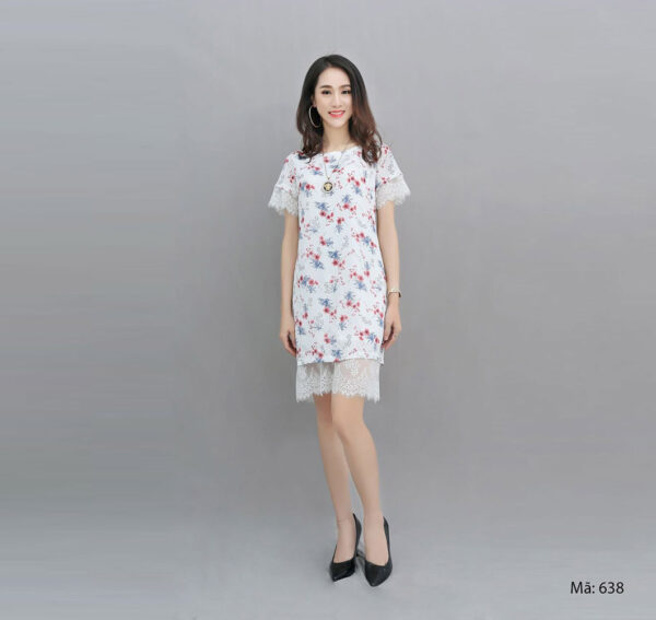 Đầm voan hoa công sở dáng suông Palvin 638 - Ảnh 4