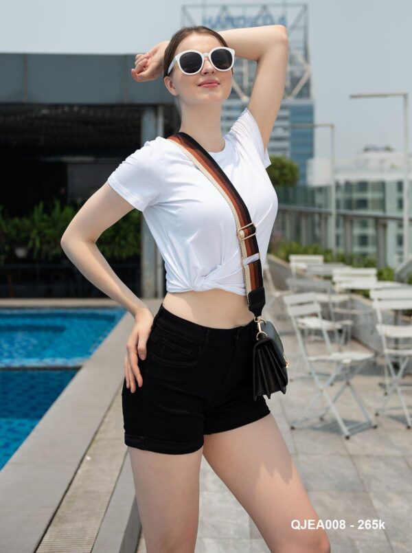 Quần sooc jean nữ xắn gấu Palvin QJEA008 - Ảnh 3