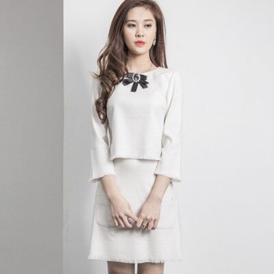 Váy thu đông, set váy dạ cao cấp Palvin PTVD04 – PTCD04