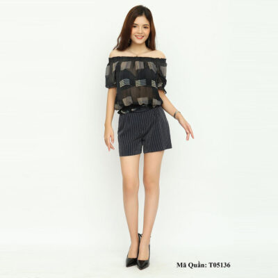 Short kẻ nữ cao cấp Palvin T05136