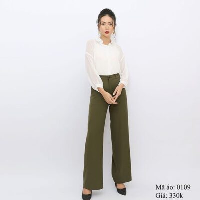 Sơ mi nữ kiểu đẹp Palvin 0109 (voan mỏng, tay dài có cổ)