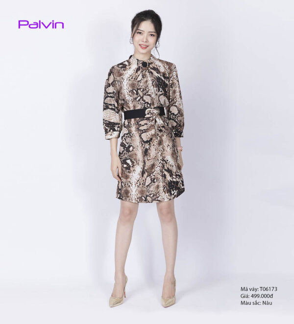 Váy công sở da báo Palvin T06173