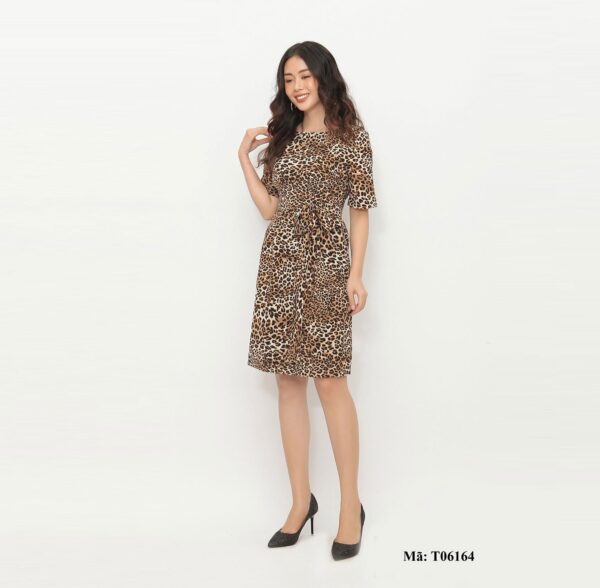 Váy da báo thắt nơ eo Palvin T06164 - Ảnh 3