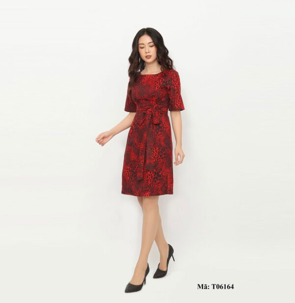 Váy da báo thắt nơ eo Palvin T06164 - Ảnh 4