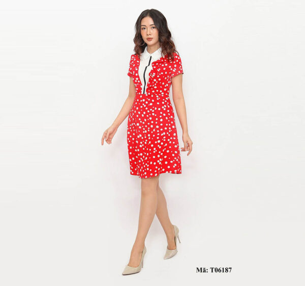 Váy đầm có cổ tay ngắn Palvin T06187 - Ảnh 4