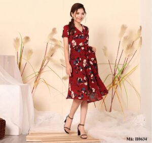 Váy (đầm) xòe cổ tim Palvin H0634