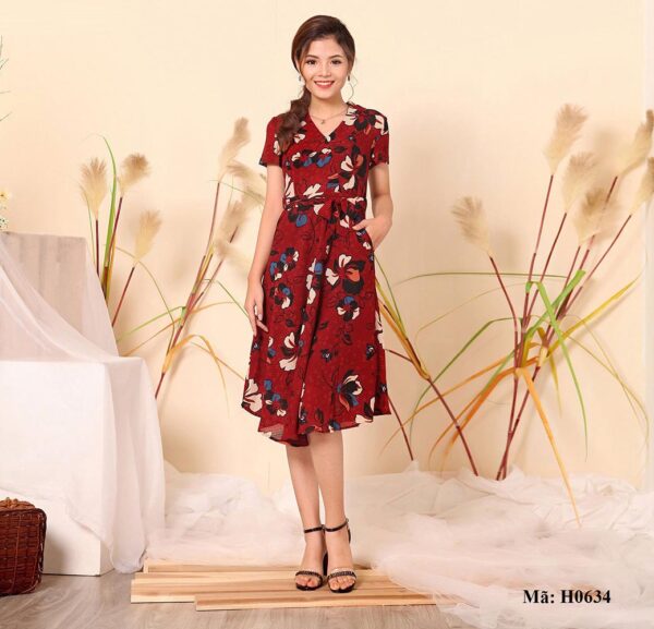Váy (đầm) xòe cổ tim Palvin H0634 - Ảnh 2