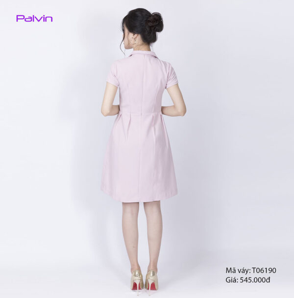 Váy đầm công sở cao cấp Palvin T06190 (cổ vest, chân váy xòe) - Ảnh 4