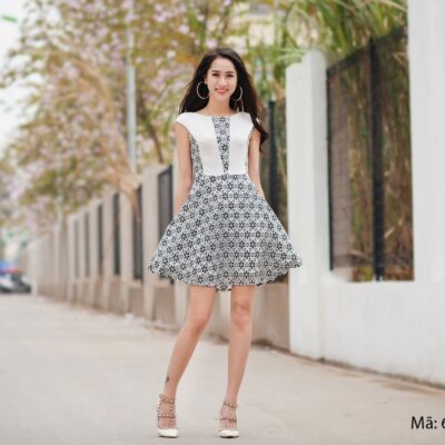 Váy đầm công sở ren hoa Palvin 0605 (váy dáng xòe)