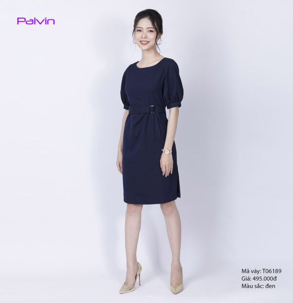 Váy đầm cao cấp Palvin T06189 (váy liền, cổ thuyền, tay lỡ) - Ảnh 2