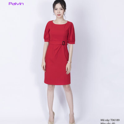 Váy đầm cao cấp Palvin T06189 (váy liền, cổ thuyền, tay lỡ)