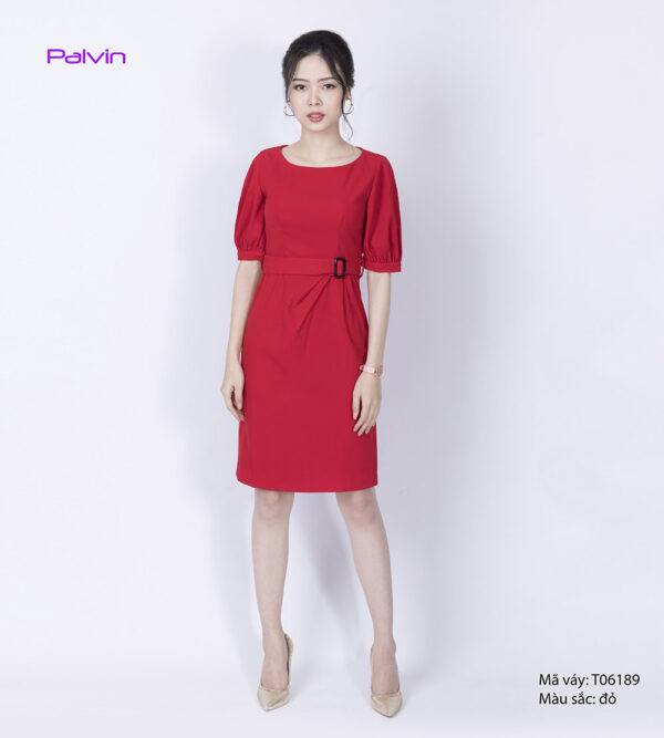 Váy đầm cao cấp Palvin T06189 (váy liền, cổ thuyền, tay lỡ)