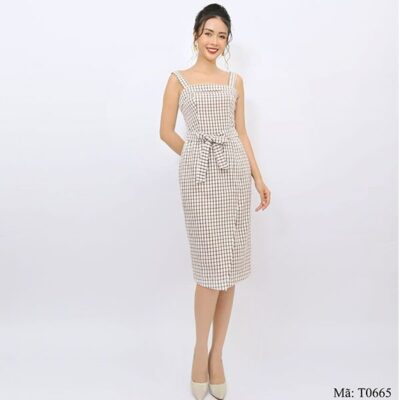 Váy hai dây kẻ caro Palvin T0665