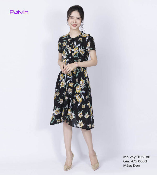 Váy hoa xinh Palvin T06186 (váy xòe tay ngắn) - Ảnh 2