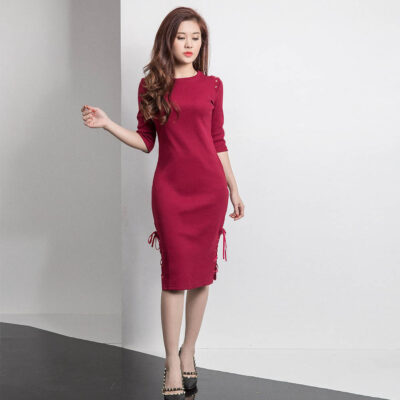 Váy len ôm dài tay lửng Palvin PKDO03