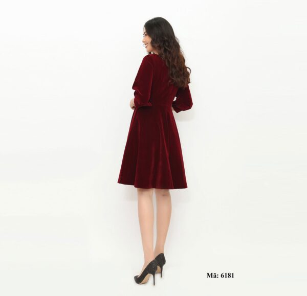Váy nhung cao cấp Palvin T06181 (váy xòe, tay lửng) - Ảnh 3
