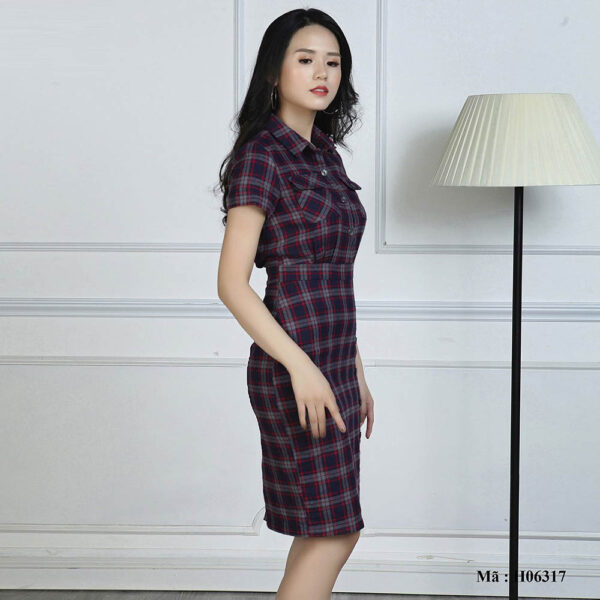Váy ôm kẻ sọc cổ đức Palvin H06317 - Đầm kẻ đẹp giá sỉ - Ảnh 7