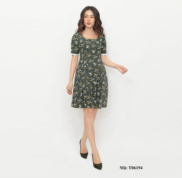 Váy xòe xếp ly cổ vuông Palvin T06194 - Xưởng sỉ thời trang - Ảnh 2