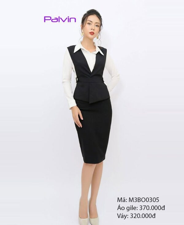 Bộ vest váy + áo gile cổ tim Palvin T1287 - Ảnh 2